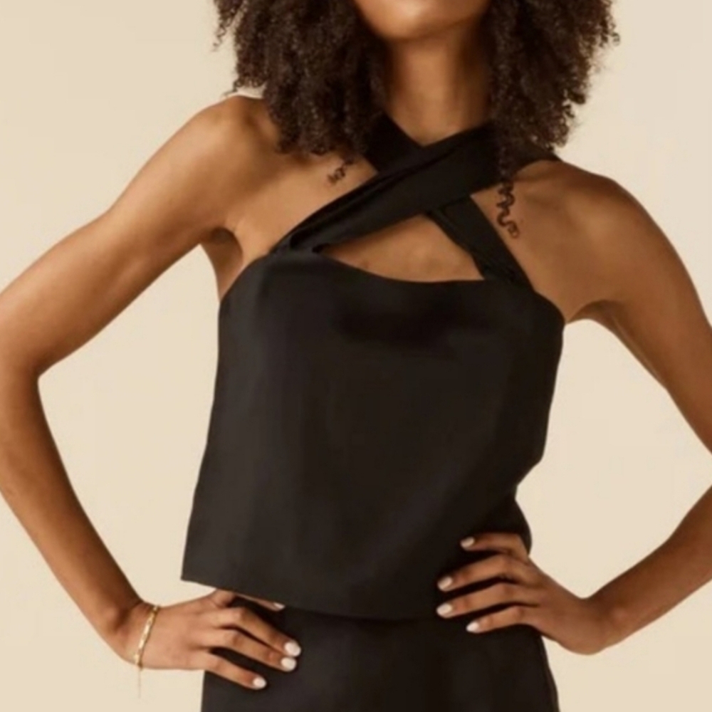VETTA CONVERTIBLE TIE TANK TOP IN BLACK